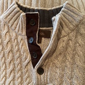 Tasso Elba cable knit henley pullover sweater 100% cotton